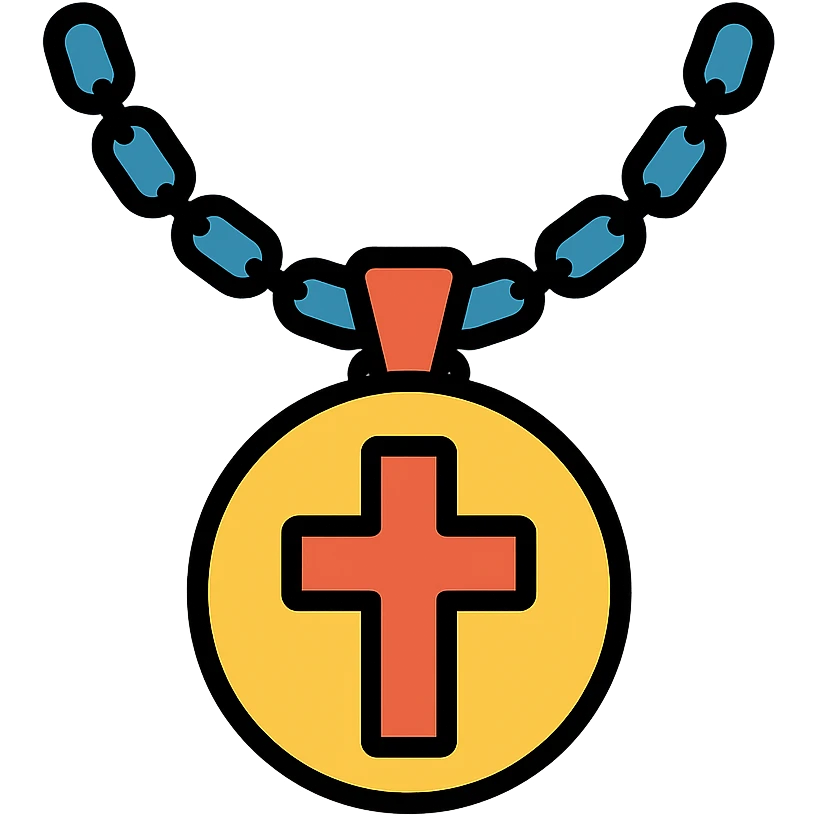 pendant with a spiritual or cultural symbol like a cross or Om on a chain emoji