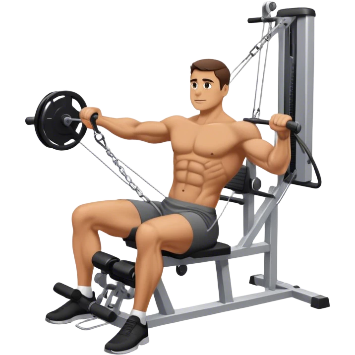 man doing seated cable-rows machine exercise emoji