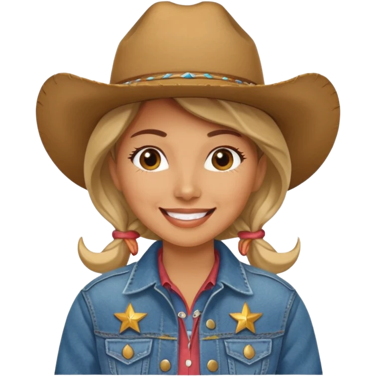 Cowgirl with denim jacket and hat emoji