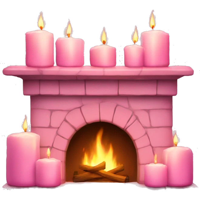 Winter Pink FirePlacez with cozy candles on top emoji