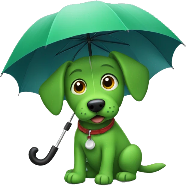 green dog with an umbrella emoji