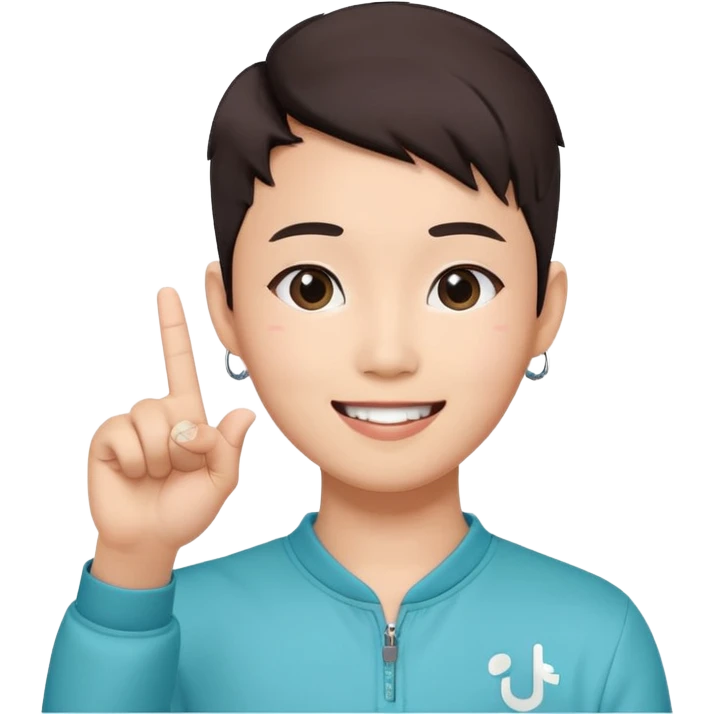 Asian with tiktok logo point up with one finger  emoji