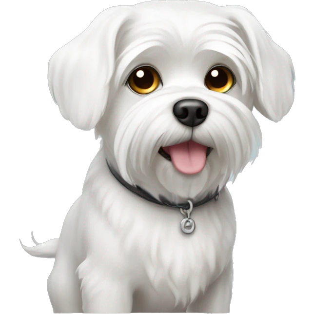 White Maltese dog with one eye  emoji