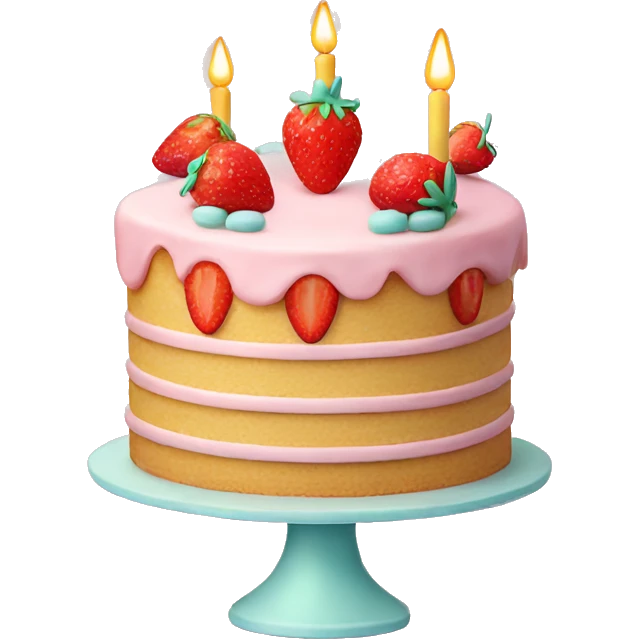 Pastel Birthday cake with strawberry emoji