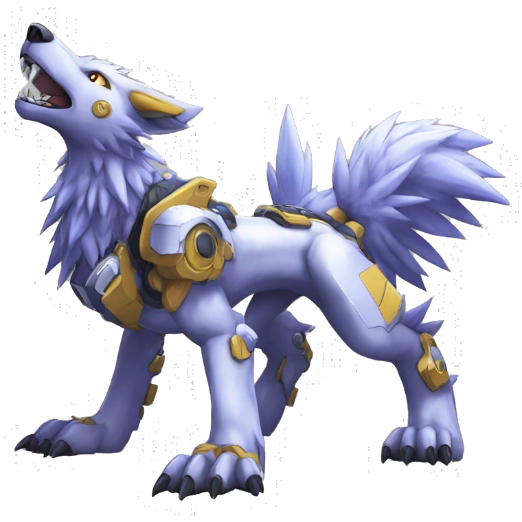  Cool Edgy Digimon-Fakemon-Garurumon-Loogamon-Dorulumon-Wolf full body emoji
