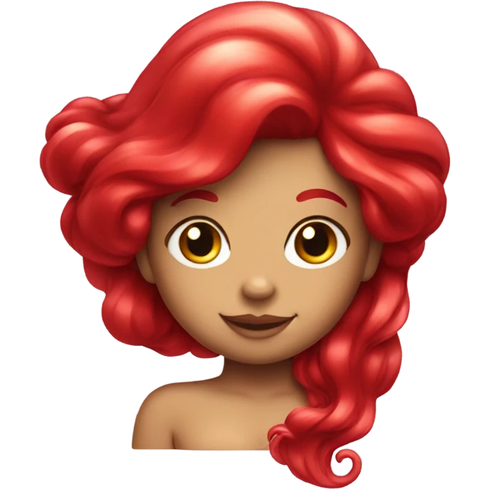 mermaid with red sparkly hair and a red tail emoji