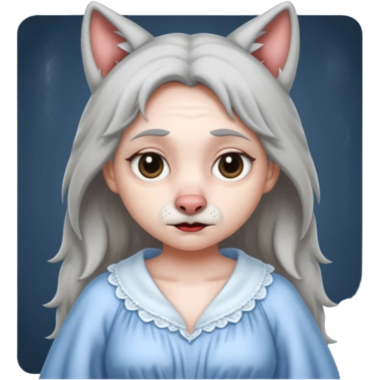 The big bad wolf put on Grandma's clothes and disguised itself as a human. emoji