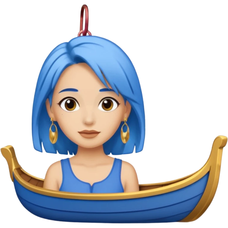 venice gondolier woman fat earring wearing blue hair emoji