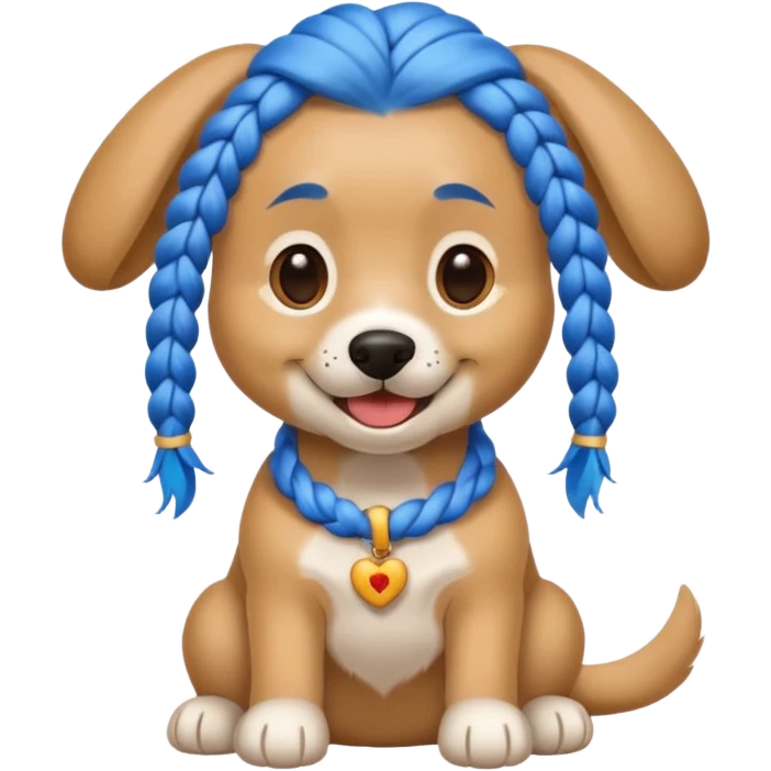 blue braided haired dog emoji