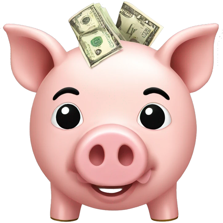 pig bank with money in it emoji