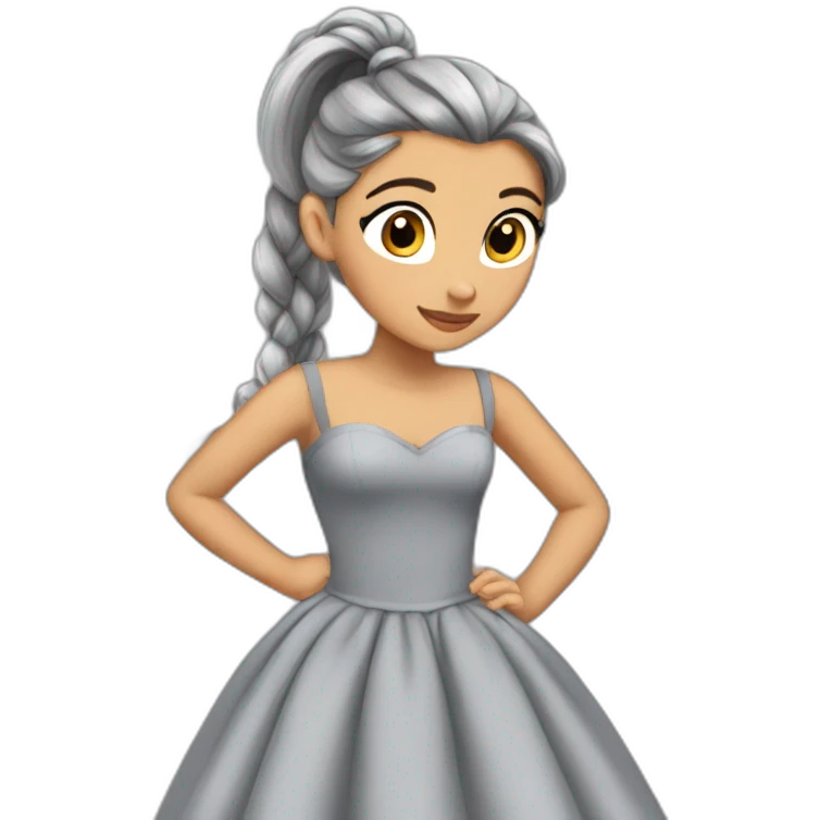 arianagrande-pony-tail-grey-dress emoji