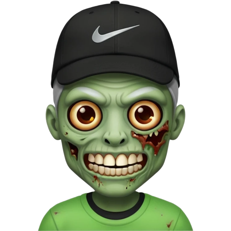Faça um zombie com uma blusa da Nike preta com um boné preto da Nike tbm, que o zombie tenha dentes de prata  emoji