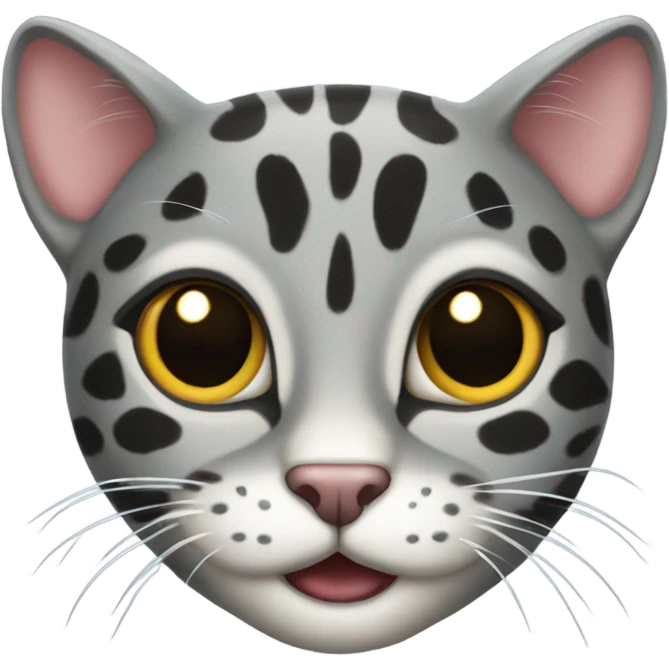 gray spotted leopard cat playing emoji