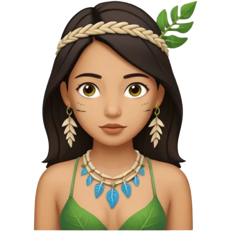 ancient girl wearing fish bone necklaces and leaf bra emoji