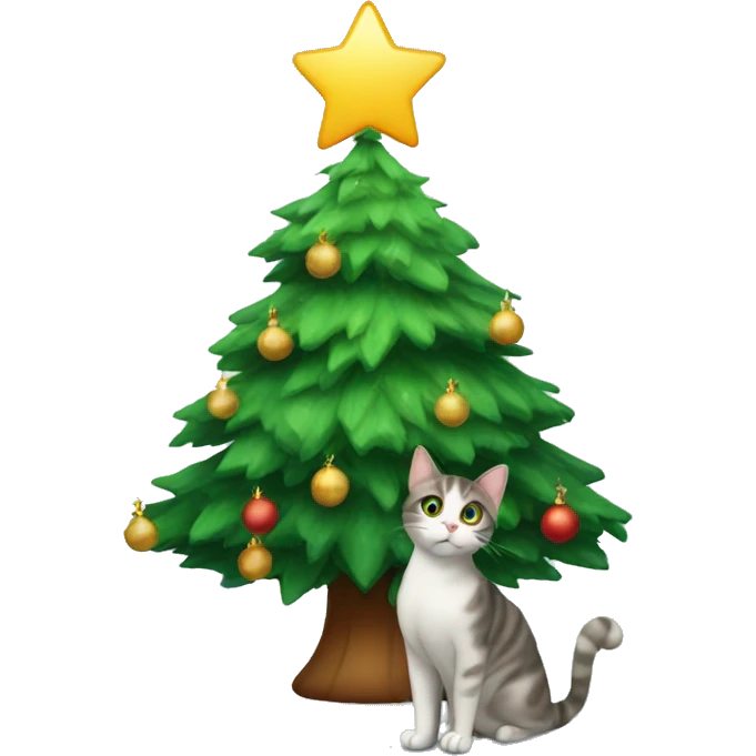 Xmas tree with cat emoji