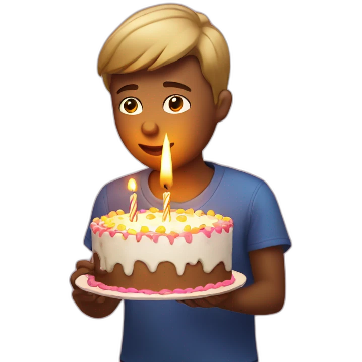 Birthday boy blowing candles emoji