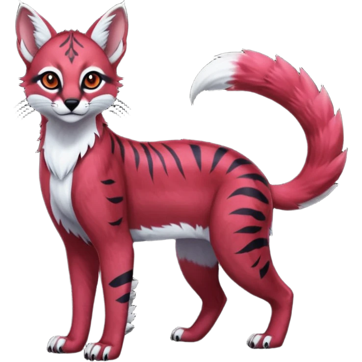 Colorful dark neon pastel gloomy edgy spooky evil tropical ruby exotic cute cool beautiful shiny beautiful fantasy-caracal-civet-genet-sergal-vernid-serval-Gryphon-Cacomistle-Trico-oncilla-animal-Fakémon-hybrid-fursona (full body) emoji