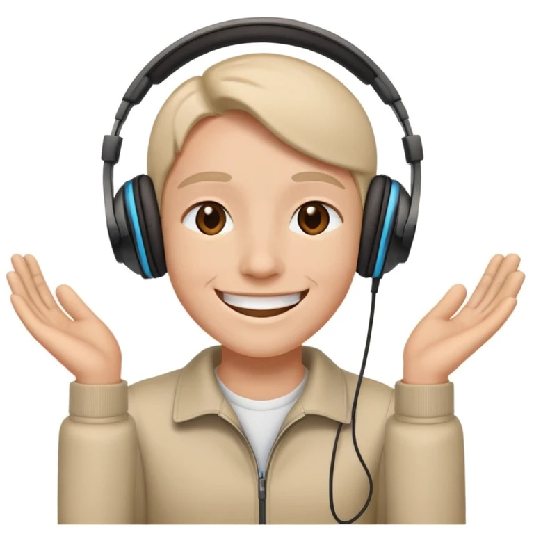 Satisfied smile with headphones on  emoji
