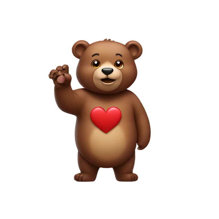 Bear making heart sign emoji