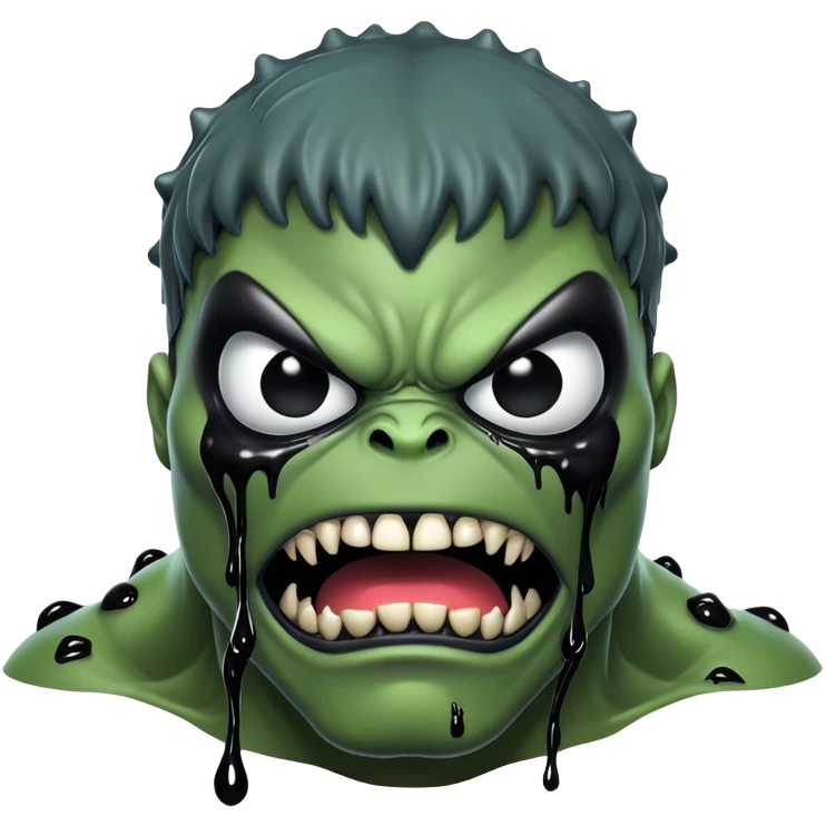 Symbiote-infected Hulk, green monster covered in black alien goo with white eyes emoji