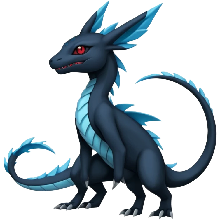 Edgy gothic dark Salandit-Glaceon-Salamence-hybrid-fusion (full body) emoji