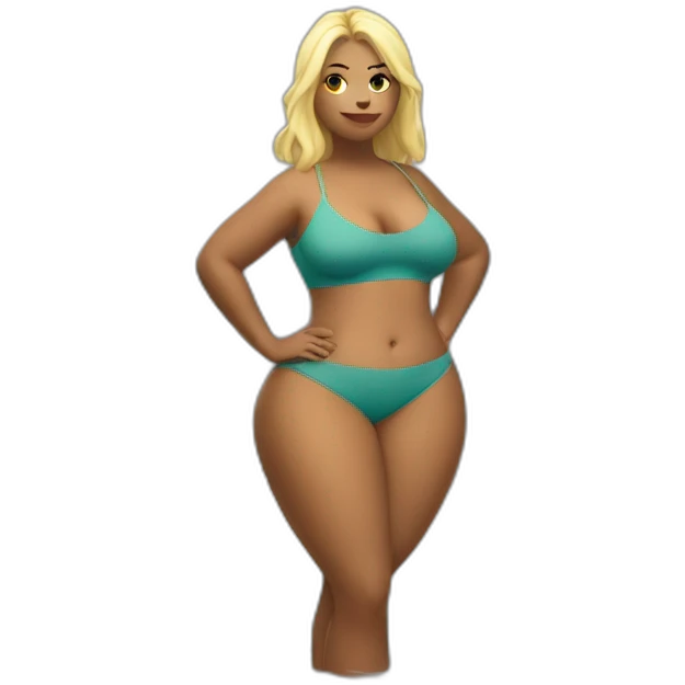 Slim-Thicc woman swimsuit posing full body (blonde, perfect body, hourglass figure) emoji