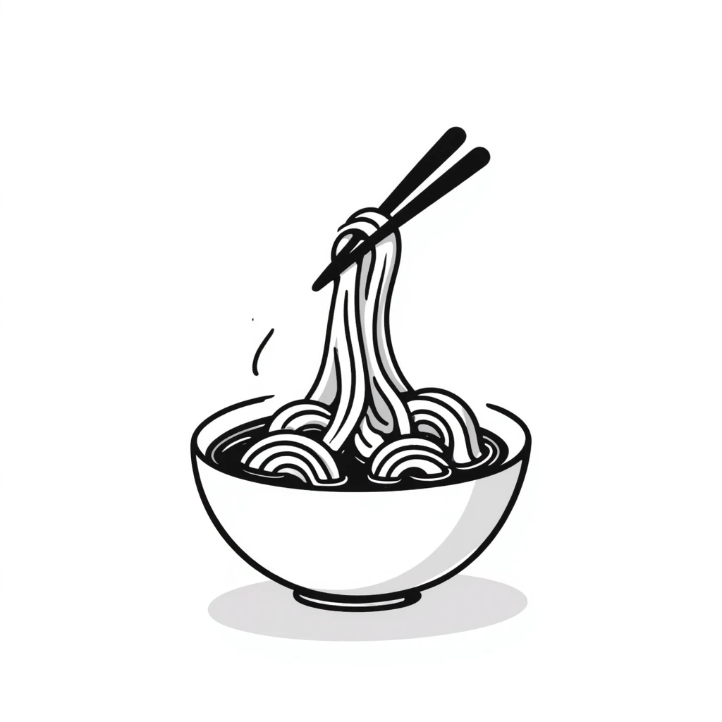 cold noodles, hand drawn, sketch style emoji