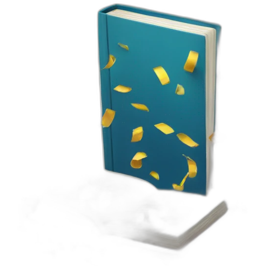 a book with confetti emoji