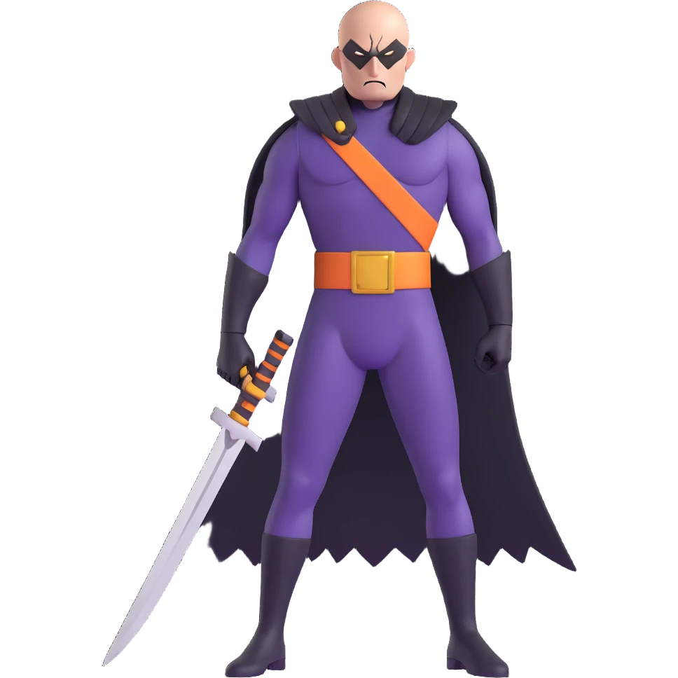 bald supervillain with razor-themed costume, sharp blade weapons, menacing expression emoji