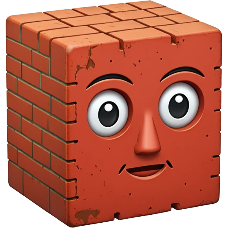 A cuboid made of brick with a face emoji
