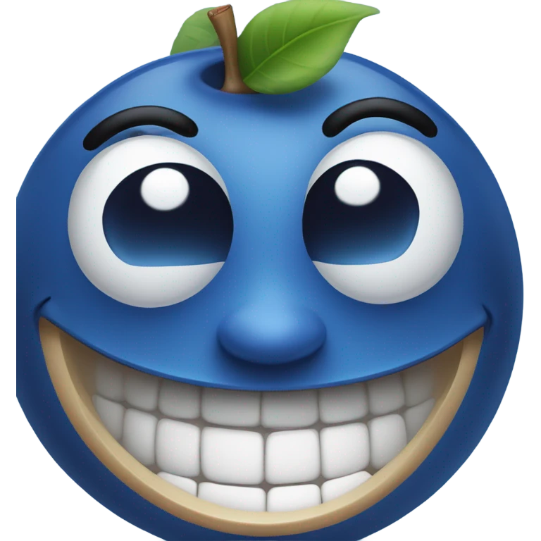 Blueberry with a very happy face emoji