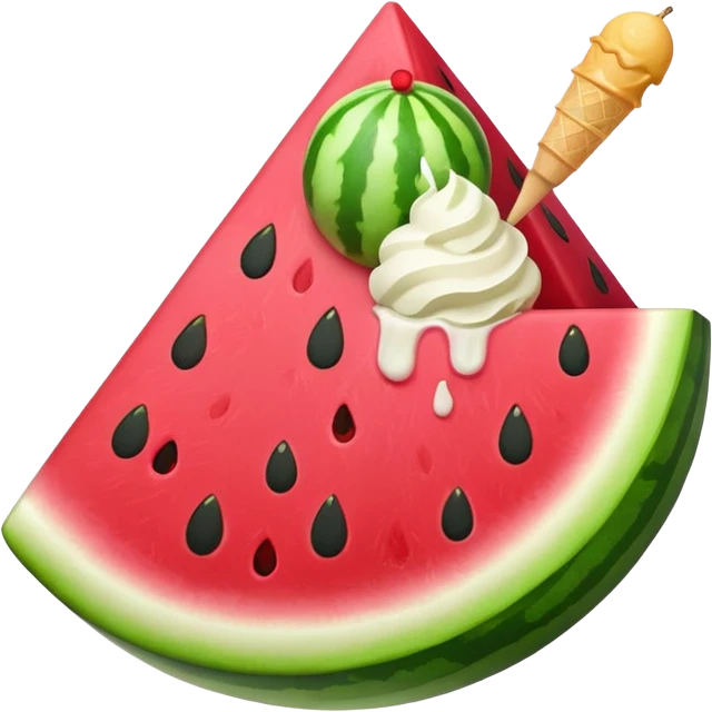 Cute watermelon with ice cream  emoji