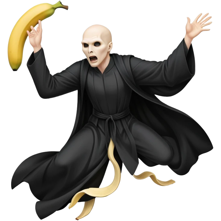 Voldemort slipping on a banana peel and falling dramatic  emoji
