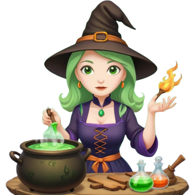 green witch cooking potion emoji