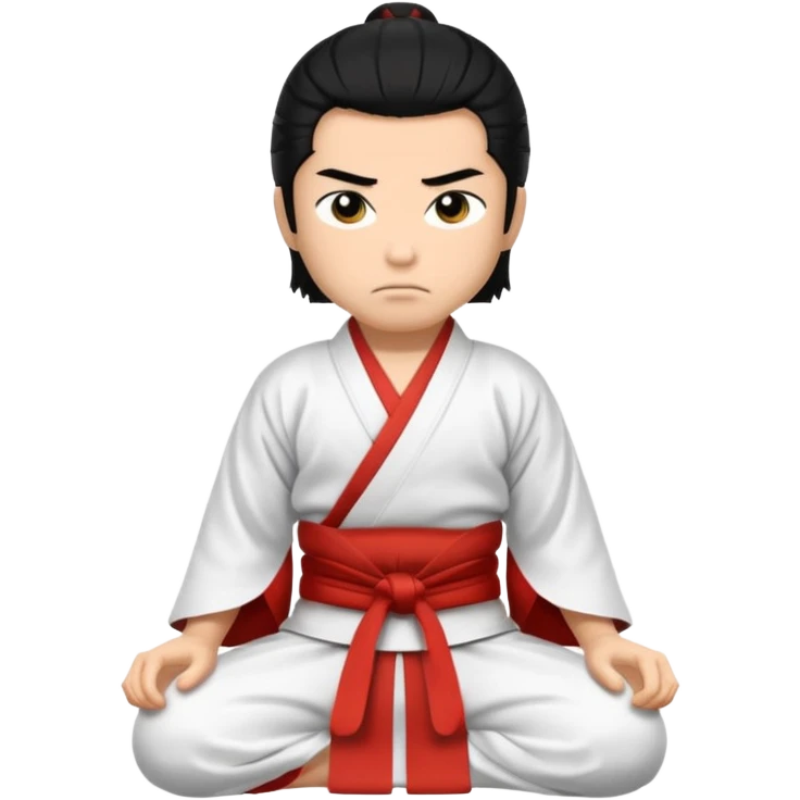 kneeling samurai in white kimono emoji