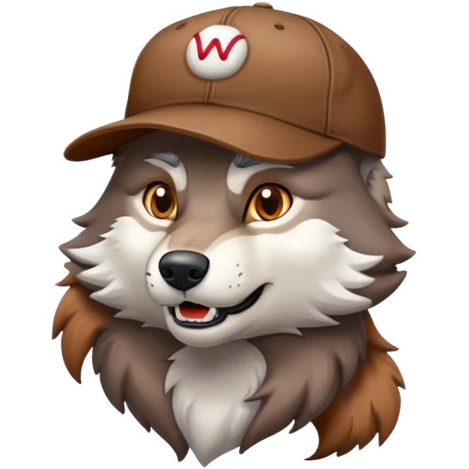 a wolf wearing a baseball cap emoji