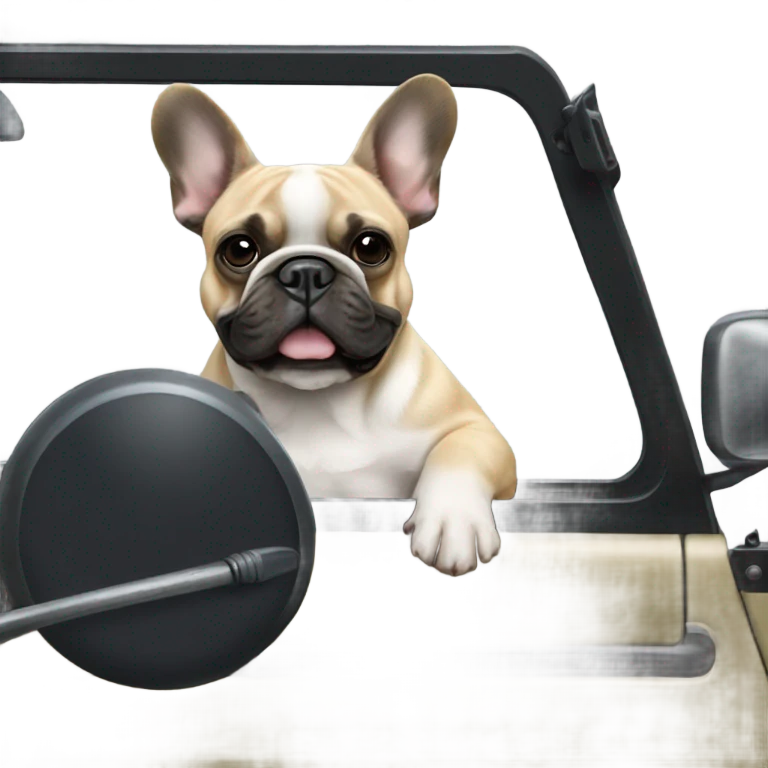 Frenchie driving jeep emoji