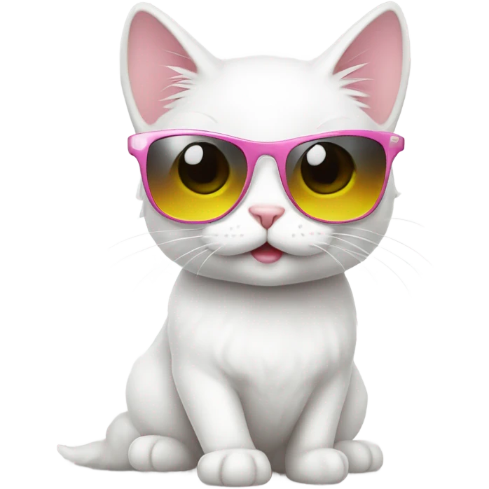 sweet girly white cat with cool sunglasses  emoji