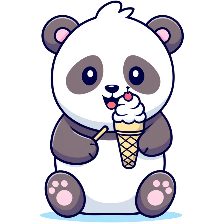 Panda eating ice cream emoji
