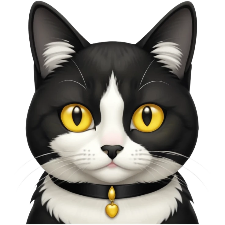 tuxedo cat with yellow eyes giving a side eye emoji