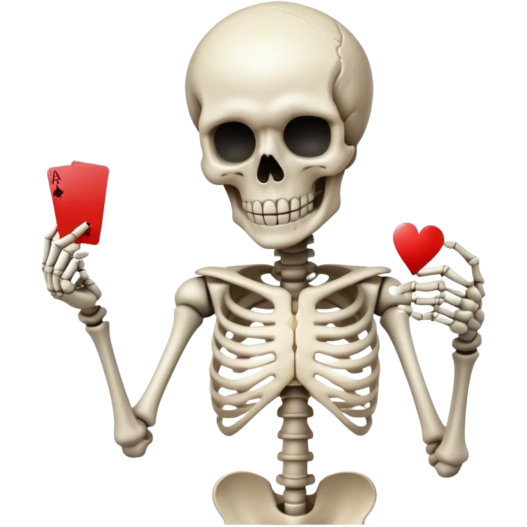 Skeleton holding a ball and ace card emoji
