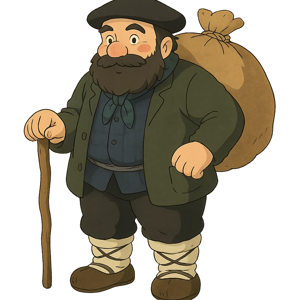 Ghibli style illustration of Basque mythological creature Olentzero emoji
