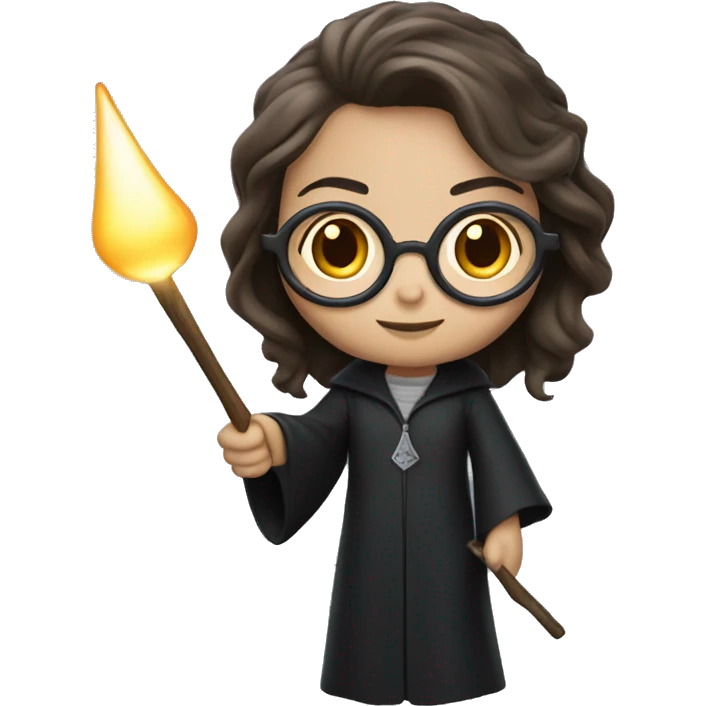 Female harry potter has a wand lite up emoji