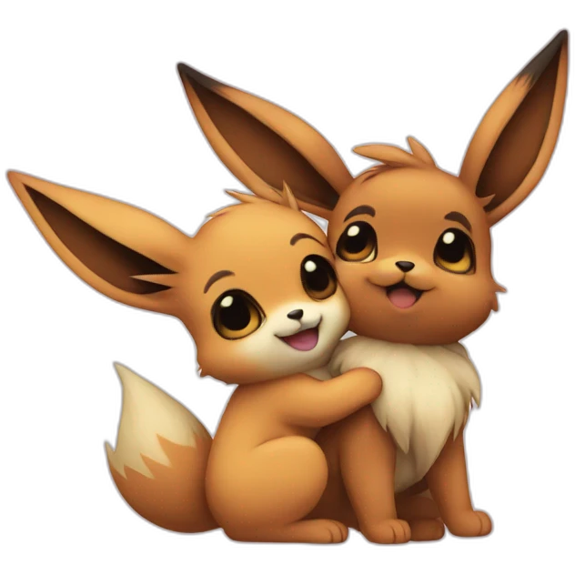 an eevee hugging another eevee emoji