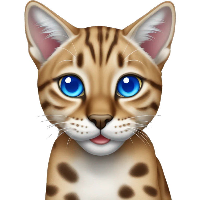 Lynx Bengal cat with Blue eyes standing emoji