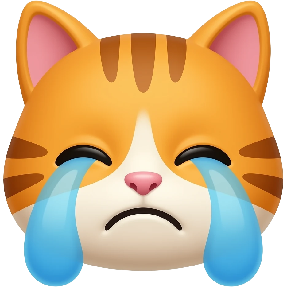 Orange cat CRYING it's SO SAD emoji