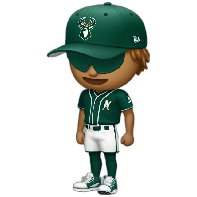 Ice Spice with a milwaukee bucks baseball cap emoji
