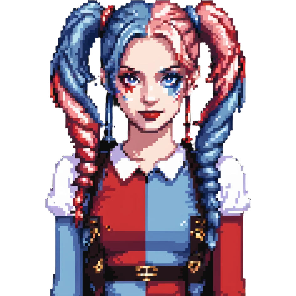Harley Quinn two-toned hair in pigtails emoji