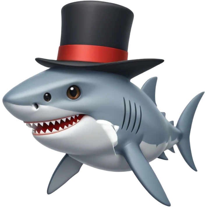 Shark with a top hat emoji