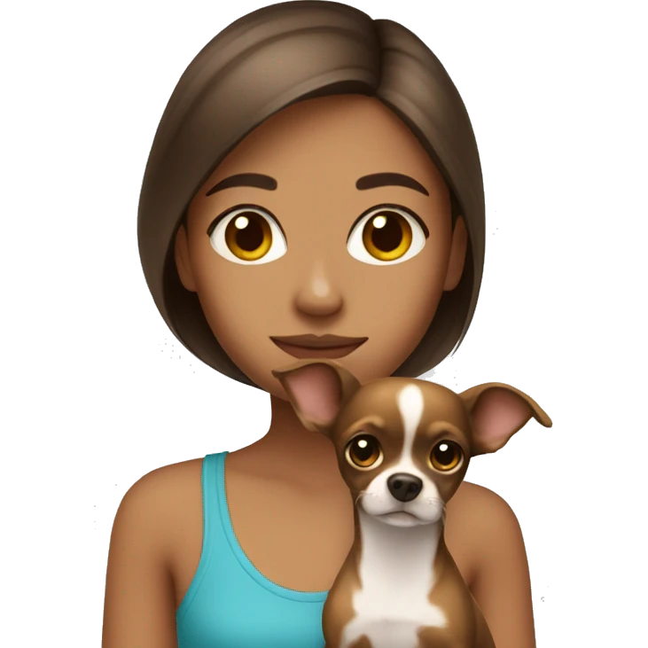Brown hair girl with chihuahua  emoji